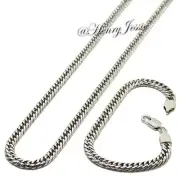24"MEN 316L Stainless Steel Smooth 8mm Silver Cuban Curb Chain Necklace Bracelet
