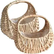 ANDRESLAD 2Pcs Woven Storage Basket with Handle Hand Woven Flower Arrangement Basket for Weddings and Picnics Country Style Decorative Floral Baskets for and Event Decor