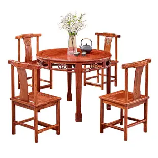 現貨熱銷-花梨木餐桌椅刺猬紫檀原木圓形實木歺桌小戶型圓桌八仙桌紅木家具