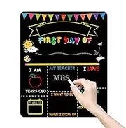 First Day of Kindergarten Sign | 3.9 x 4.7 Inch Kids Drawing Chalkboard - Reusable Desktop Decoration for Preschooler, Learning Supplies