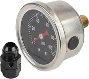 [Lesunbak] Pressure Gauge, Liquid 0-100psi Oil Press Gauge 1/8 with An6 Pressure Take Off Fitting 6an Adapter for Car & Truck, Oil Pump Pressure Tester for Cars