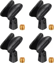 uxcell 4Pcs Microphone Clips Adjustable Mic Holders Flexible Wireless Mic Stand Adapter for Handheld Mics with Metal 5/8" Male to 3/8" Female Screw Adapter