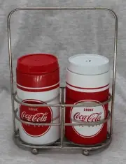 Drink Coca-Cola Ice Cold Salt and Pepper Shakers Caddy Vintage Retro Never Used