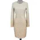 Belle Badgley Mischka Dress Womens 6 Ivory Gold Ombre Sequins Zip Lined New
