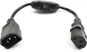 Duttek 1Ft IEC 320 Mains Power C14 to C13 Male to Female Extension Cord Cable with Switch Standard Computer to PDU Power Extension Cord