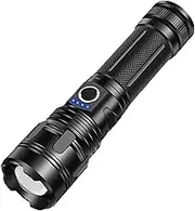 Rurunklee Hand Flashlight,Super Bright Outdoor Torch Flashlight - High Lumens, Camping Accessories, USB Rechargeable Handheld Hiking Light for Night Fishing