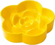 AQUAINNO Slow Feeder Dog Bowls Ceramic, Slow Bowl, Slow Eating Healthy Design for Small Medium Size Dogs, Dog Dishes to Slow Down Eating,Anti Gulping (Yellow, Small)