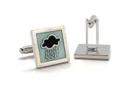 Rain Clouds Cufflinks Autumn Jewelry Cuffs Black and Blue Enamel Cuff Links