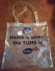 Tums (antacid) Logo Clear Vinyl Tote Bag Plastic Beaded Bracelet Hamburger Charm