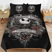 a1572 The Nightmare Before Christmas Duvet Cover Set, 3 Piece Bedding Set 86x70" Double Sided Printing Decorative Comforter Cover Set (1 Duvet Cover +