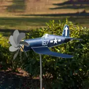 Aircraft Windmill Metal Wind Spinner Airplane Wind Spinner FLAT Yard Decor Blue