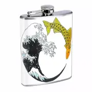Zen Fish Em1 Flask 8oz Stainless Steel Hip Drinking Whiskey
