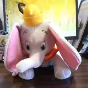 CUTE DISNEY DUMBO PLUSH ELEPHANT STUFFED ANIMAL TOY 11" CIRCUS PINK & GRAY
