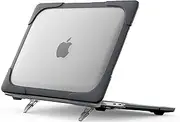 ProCase for MacBook Pro 13 Inch 2023 M2, 2022 2020 M1 A2338/ A2289/ A2251, Heavy Duty Hard Shell Case with Dual Layer Protective Cover and Kickstand for MacBook Pro 13-inch -Black