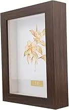 HAMPPLIES Dried Flower Shadow Box Frame Display Case for Keepsakes Rustic Home Decor for Photos Medals and Crafts Deep Walnut Finish