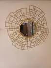 Metal Copper Graphic Design Vintage Antique Handmade Round Big Wall Art Mirror