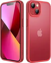 [JETech] Matte Case for iPhone 13 6.1-Inch, Shockproof Military Grade Drop Protection, Frosted Translucent Back Phone Cover, Anti-Fingerprint (Red)