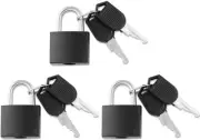 Small Mini Durable ABS Cover Solid Brass Body Individually Keyed Padlock 3pc BLK