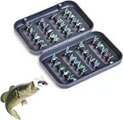 Fly Fishing Assortment – 40-Piece Fly Kit with Box, Hand-Tied Realistic for Trout | Hook Lures, Freshwater and Saltwater Fishing Set, High-Quality Bait for Bass, Salmon, and Pike