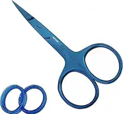 Nail Scissors J2 Curved Cuticle Scissors Stainless Steel Professional Manicure Mustache Eyebrow Eyelash Beauty 4 Inch Blue
