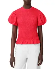 Allsaints Dael Peplum Puff Sleeve Top