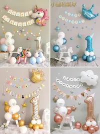 在飛比找蝦皮商城精選優惠-免運 ins寶寶生日派對氣球套裝 背景牆 生日派對 周歲生日