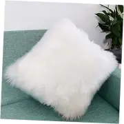 Fluffy Throw Pillow Cover Covered by Snow White Long Hair for 7" x 7" Samoyed