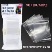 Up To 500pcs Small Bags Plastic Clear Baggie Grip Zip Lock Resalable Zipper