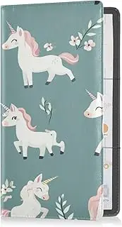 [Caihoyu] Leather Auto Registration Insurance & ID Card Holder Men Women Essential Wallet Case for Documents, Cards, License Cartoon Cute Unicorns