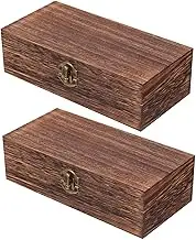 VALICLUD Antique Style Storage Boxes 2pcs Retro Wooden Trinket Storage for Home Decor