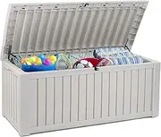 [Koll Living] Storage Box/Cushion Box 570 Litres 100% Waterproof with Ventilation so No Bad Odour/Mould Modern Wood Look Lid Maximum Load 250 kg (2 People) (White)