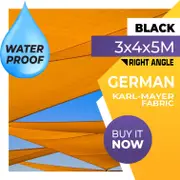 WATERPROOF SHADE SAIL RIGHT ANGLE TRIANGLE BLACK 3 x 4 x 5m 3x4x5m 3x4x5