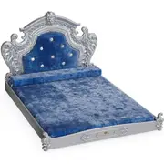 Baroque Pet Sofa with Velvet & Headboard(Blue)