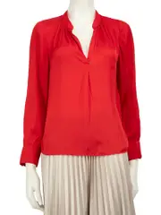 Red V-Neck Blouse