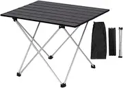Folding Table Portable Picnic Folding Table, 40cm Wide Trestle Table with Aluminum Alloy Table Top for Indoor and Outdoor Use Folding Design with Carry Bag, Non Slip Rubber Feet, Waterproof