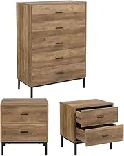 Merryluk Bedroom Sets Bronx Chest of 5 Drawers and 2 Bedside Tables Bundle for Living Room, Bedroom