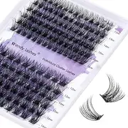 Individual Lashes Lash Clusters D Curl DIY Lash Extension Wide Stem Length Thin Band Cluster Lashes Reusable Eyelash Extension Soft Wispy Lash Extension Clusters（Hybrid/Volume-0.07D 12-16mm Mixed)