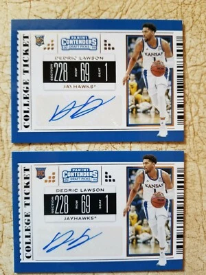 2 Dedric Lawson 2019-20 Contenders Draft Picks Rookie Autos !!! Spurs !!!!