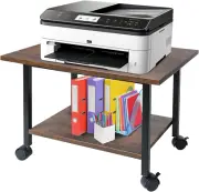 Printer Stand under Desk Table Wheels 2 Tier Industrial Mobile Storage Shelf