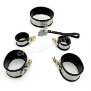 Slave Shackles Stainless Steel Silicone Rubber Collar Wrist Ankle Cuff Restraint