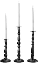 Candle Holder, Image 3 Pcs Matte Black Taper Candle Holder, Rust-Proof, Non-Slip and Durable, Metal Taper Candle Stick Holders for Home Décor, Wedding, Birthday and Anniversary