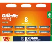 Gillette Fusion5 Power Value Pack 8 Shaving Blades Cartridges Fusion 5 Mens