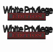 Pair White Privilege Edition Emblem 3D Raised And Strong Adhesive (red&black)