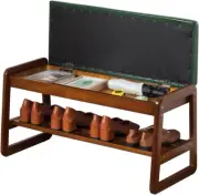 Shoe Rack Bench, Solid Wood Entryway Bench with Flip-Open Storage Box for Entry,
