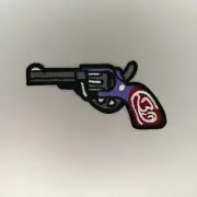 Pistol Patch — Iron On Badge Embroidered Motif — Purple Gun Biker