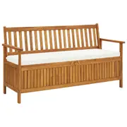 Storage Bench with Cushion 148 cm Solid Acacia Wood vidaXL