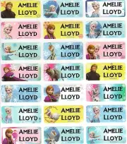 96 Frozen Personalised Name / School Label Stickers Med (30*13mm) Diswasher Safe