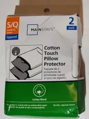Mainstays Cotton Touch Zippered Pillow Protector, Standard/Queen, 2 Pack