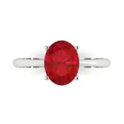 14K White Gold Solitaire Promise Ring, 2 ct Oval Cut Simulated Tourmaline