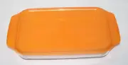 Lock & Lock Food Storage Container Rectangular Glass Dish Cake Pan & Lid Orange